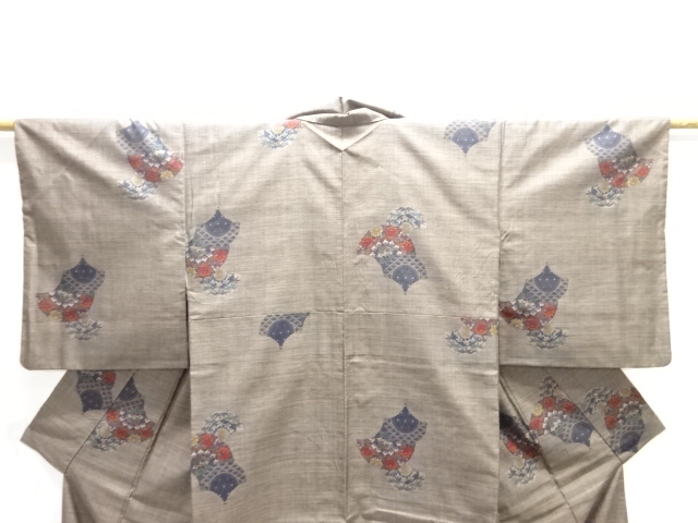  花青海波模様織り出し本場泥大島紬着物(9マルキ)